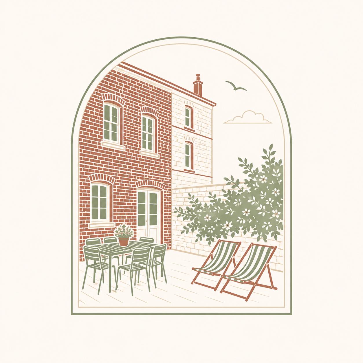 Illustration de la terrasse d'une maison de Capucine à Étretat